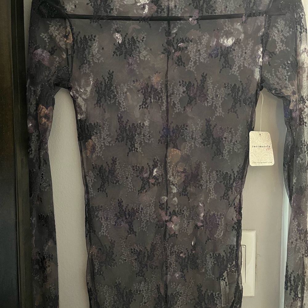 NWT free people floral layering mesh top